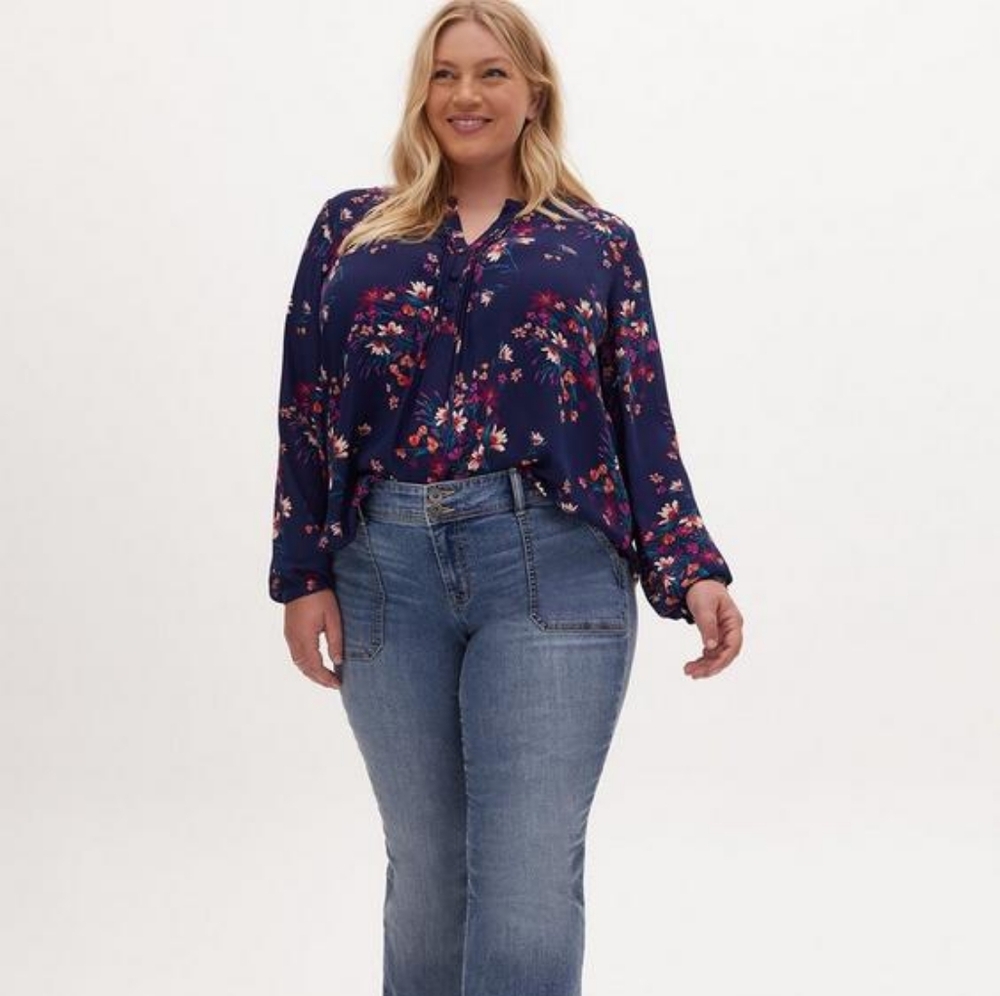 Georgette Pintuck Button-Front Blouse - image 1